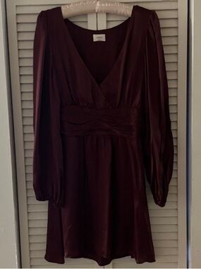 Wilfred Aritzia Rhythm Satin Dress in Truffle Brown